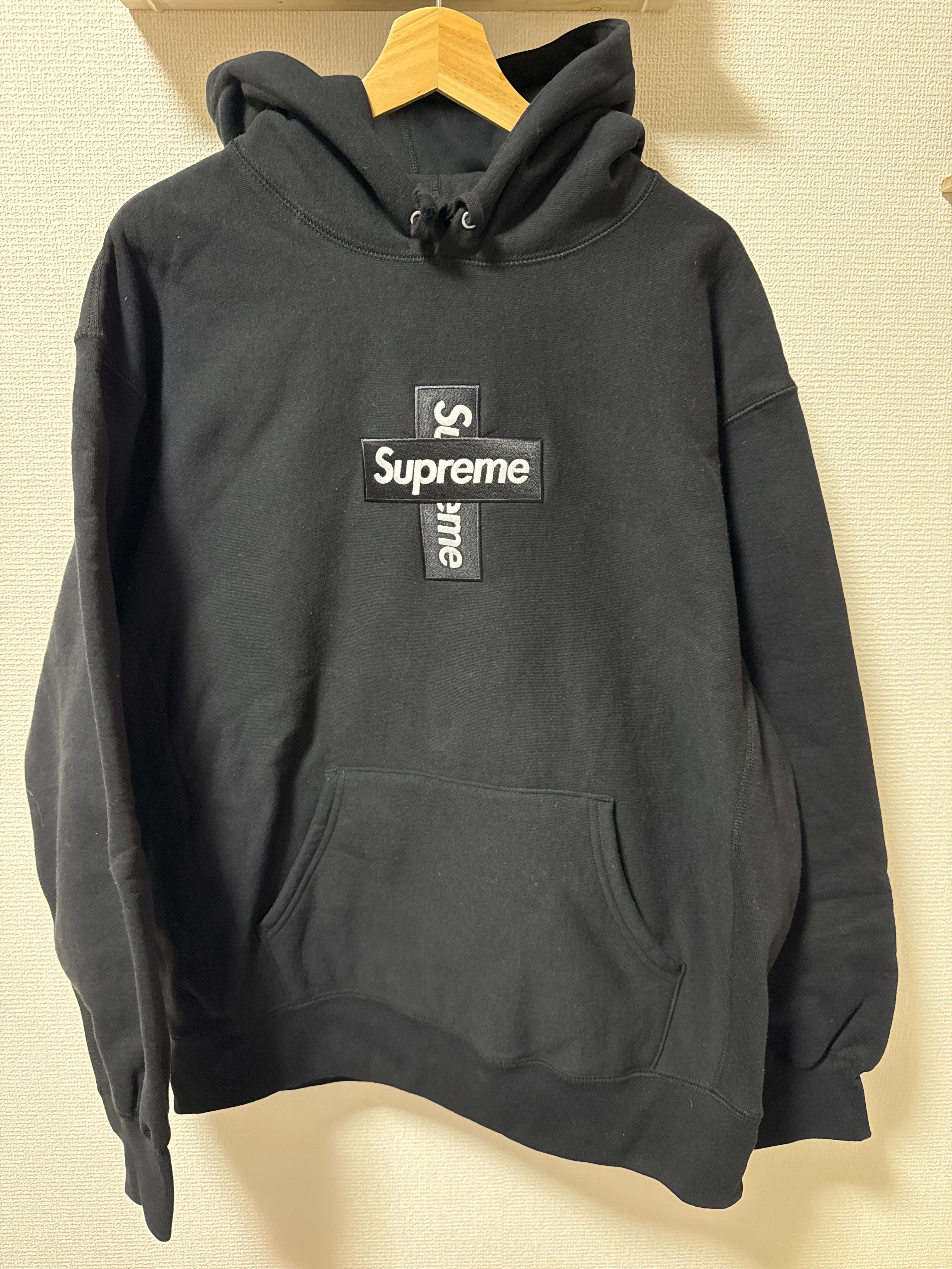Supreme Cross Box Logo Hooded Sweatshirt "Black"