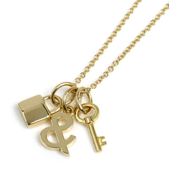 TIFFANY&Co. ティファニー K18YG イエローゴールド ティファニー&ラブ ロック アンド キー ネックレス 3.4g 45cm レディース【中古】