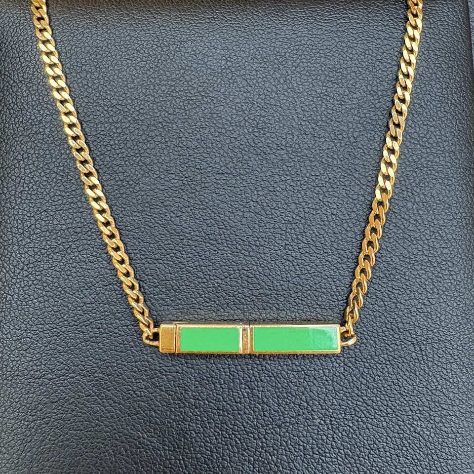 BOTTEGAVENETA ボッテガヴェネタ パラキート チェーン ネックレス 925 ネックレス 703420 VAHU4 シルバー925 ゴールド グリーン レディース【中古】