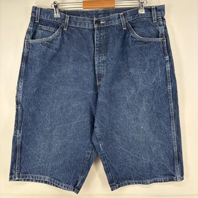 古着 ディッキーズ Dickies デニム ショートパンツ ペインターパンツ ワンポイントロゴ 大きいサイズ ハーフパンツ w40 ブルー メンズ