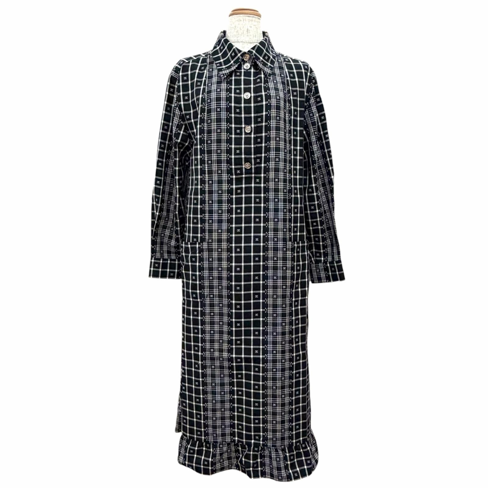 極美品 シャネル ココマーク チェック柄 ワンピース 40 23A P75285