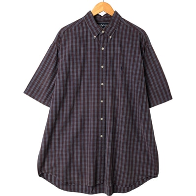 古着 ラルフローレン Ralph Lauren BLAKE 半袖 ボタンダウン チェックシャツ メンズXL相当/eaa551854