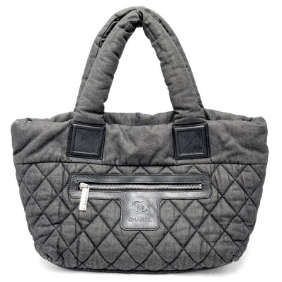 CHANEL シャネル ハンドバッグ コココクーンPM リバーシブル トートバッグ ココマーク Coco Cocoon マトラッセ キャンバス ナイロン グレー ボルドー シルバー金具 レディース【中古品】