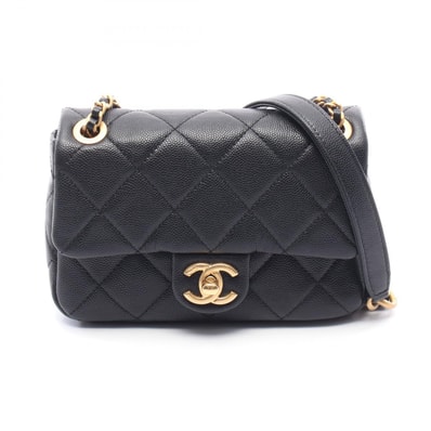 シャネル CHANEL マトラッセ ミニフラップ ショルダーバッグ バッグ キャビアスキン(グレインドカーフ) レディース ブラック系 【中古】