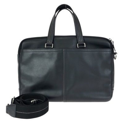 美品 COACH コーチ 2way ブラック 黒 シルバー金具 レザー ビジネスバッグ ブリーフケース ショルダーバッグ 602517 【中古】