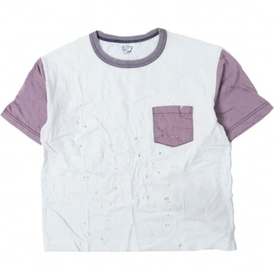 新品 orslow x BEAMS BOY オアスロウ ビームスボーイ 別注 日本製 Used Tee ダメージ&ペイント加工 Tシャツ 13-04-0656-611 1(ONE SIZE) PURPLE 半袖 リンガー ポケット トップス g13789