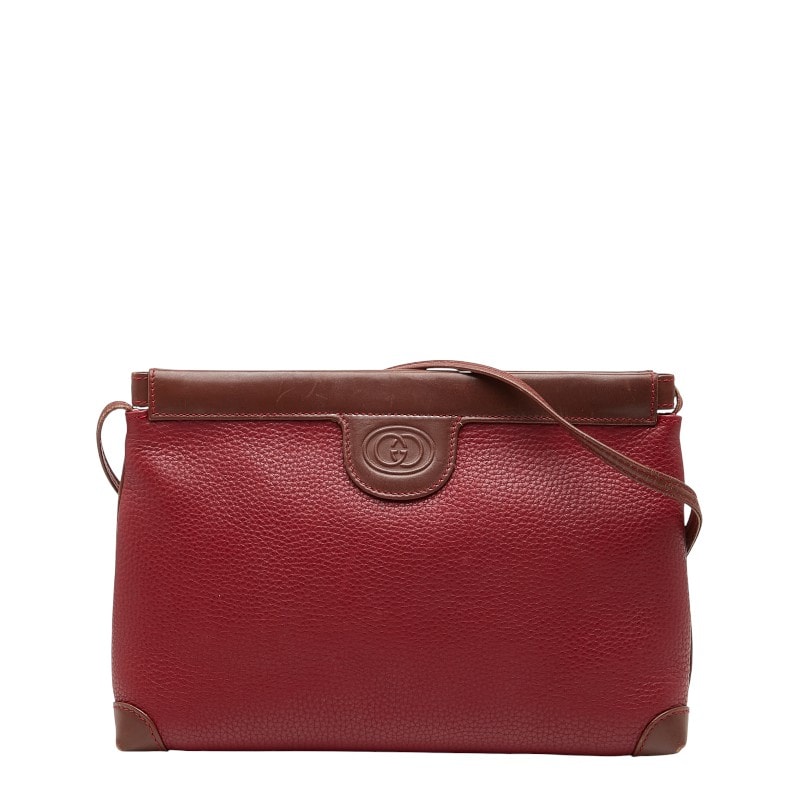 グッチ 斜め掛け ショルダーバッグ 87 007 5553 レッド ブラウン レザー レディース GUCCI 【中古】