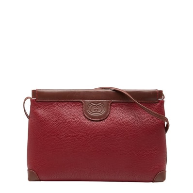 グッチ 斜め掛け ショルダーバッグ 87 007 5553 レッド ブラウン レザー レディース GUCCI 【中古】