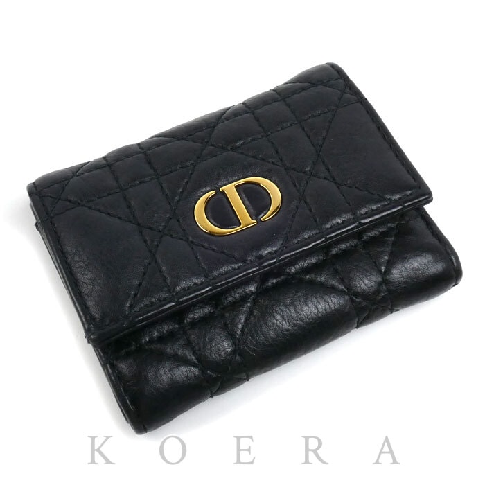 Dior ディオール カロ ヴェロニア  三つ折り財布 ブラック S5251UWHC_M900 レディース【中古】