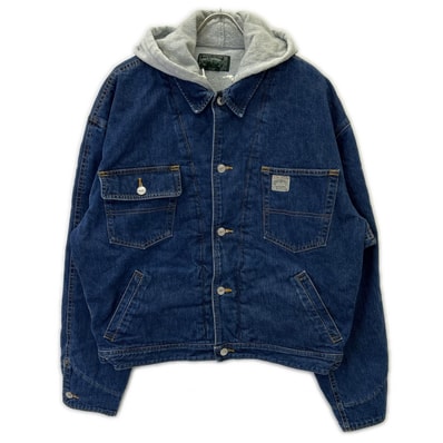 ポロカントリー 80's インディゴ×グレー フードドッキング デニムジャケット L