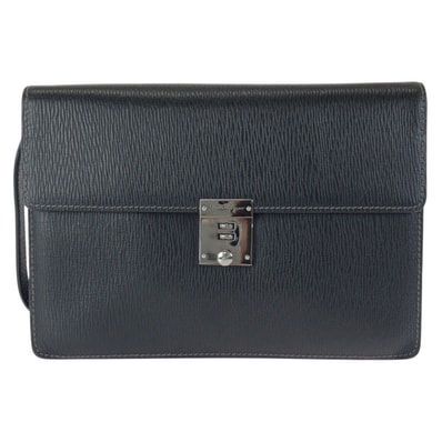 美品 Salvatore Ferragamo サルヴァトーレフェラガモ ダイヤルロック式 ブラック 黒 シルバー金具 レザー クラッチバッグ セカンドバッグ 601327 【中古】