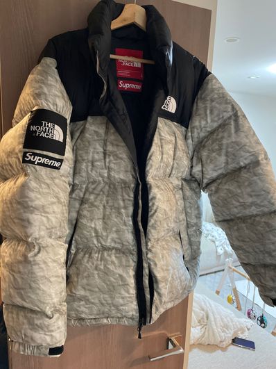 Supreme x The North Face Nuptse Jacket "White Paper Print"
