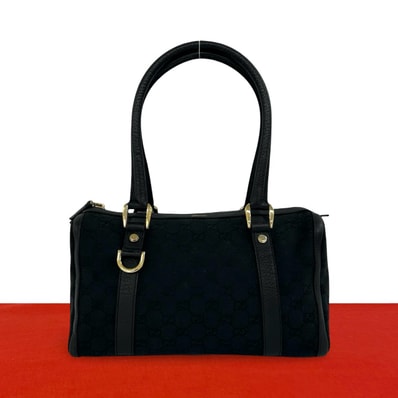 GUCCI グッチ GG ロゴ 柄 キャンバス レザー ハンドバッグ ブラック
34441