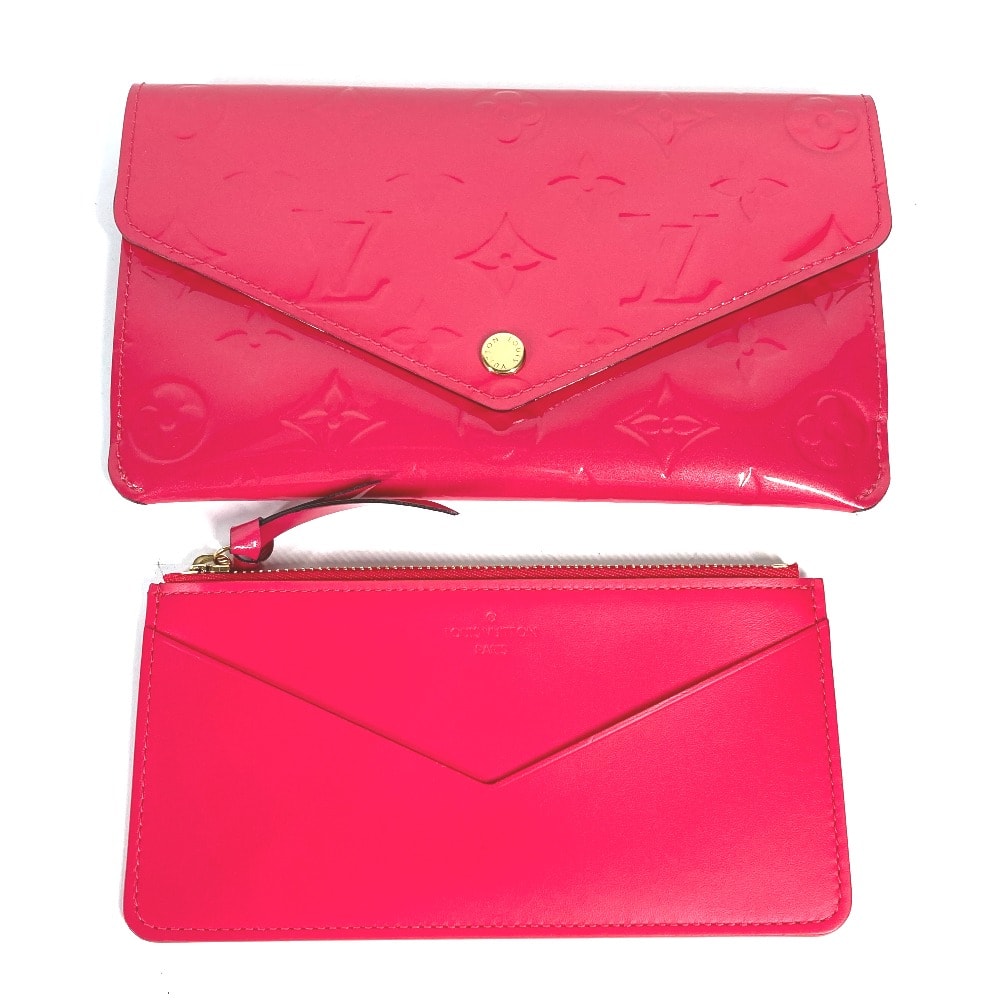 ルイヴィトン LOUIS VUITTON ポルトフォイユ ジャンヌ M61689 モノグラムヴェルニ フラップ コインケース&カードケース付き 長財布 モノグラムヴェルニ ホットピンク ピンク