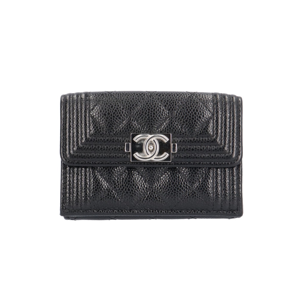 シャネル スモール フラップ ウォレット ボーイシャネル 三つ折り財布 キャビアスキン A84432 レディース CHANEL 中古