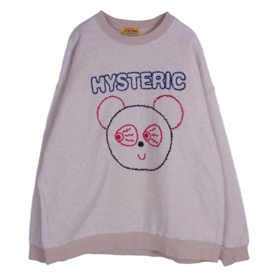 HYSTERIC GLAMOUR ヒステリックグラマー ニット 24AW 01243CS05 RED EYE FLASH 刺繍 オーバーサイズ クルーネック スウェット ニット ベージュ系 FREE【中古】
