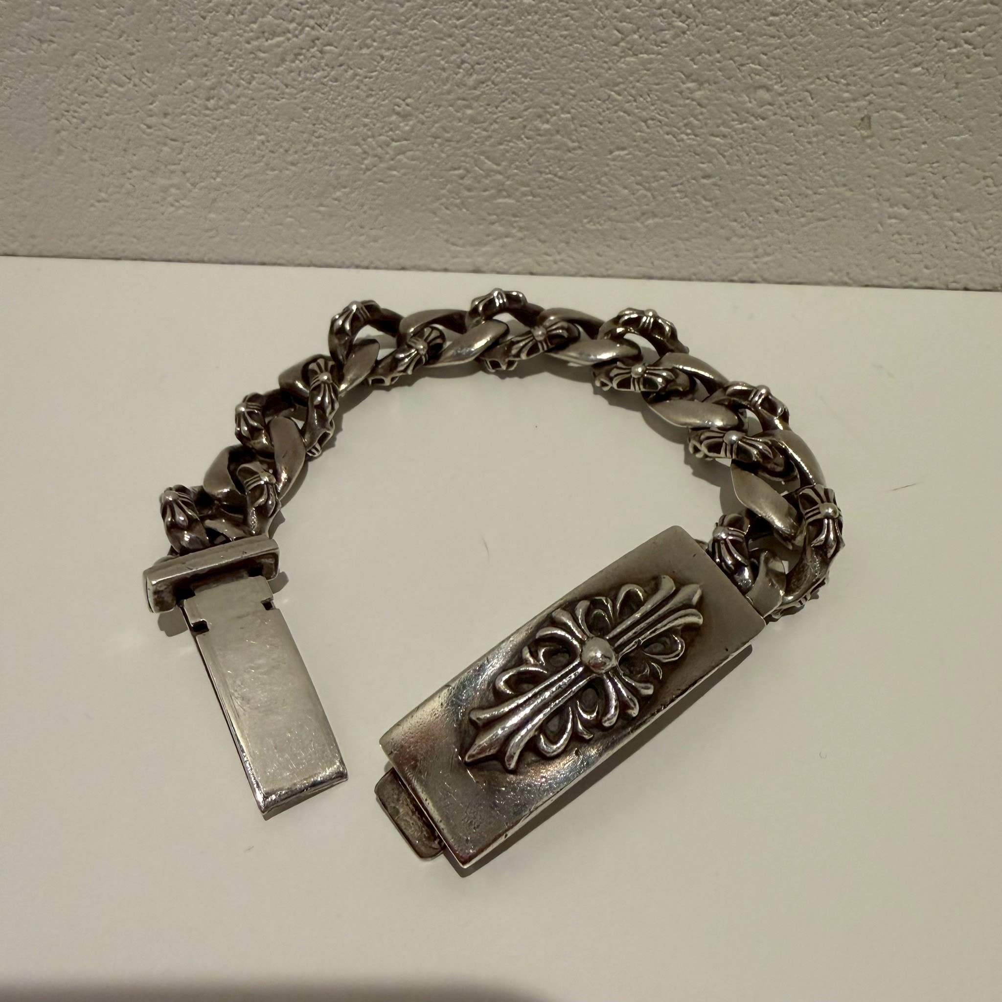 Chrome Hearts ID Bracelet W / Floral Cross W / Classic Link ID-Floral CROSS W / Classic Link "Silver"