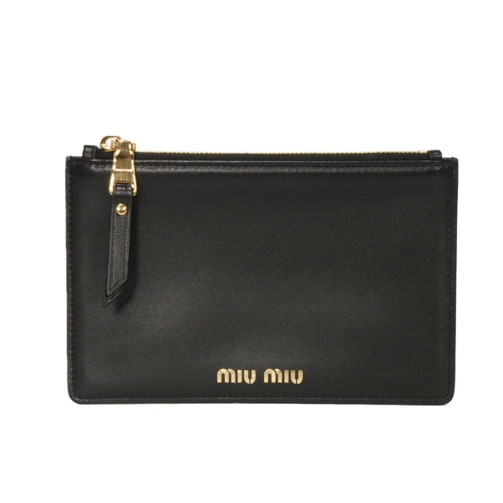 MIUMIU ミュウミュウ ロゴ コインケース ナッパ ゴールド 財布 未使用 ブラック ポーチ
