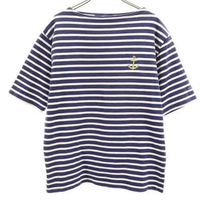 SAINT JAMES セントジェームス フランス製 ボーダー柄 半袖 ボートネック Tシャツ M ネイビー