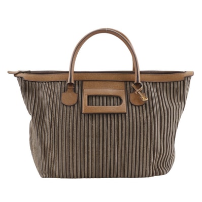 デルヴォー トワルド キュイール ストライプ レディースハンドバッグ