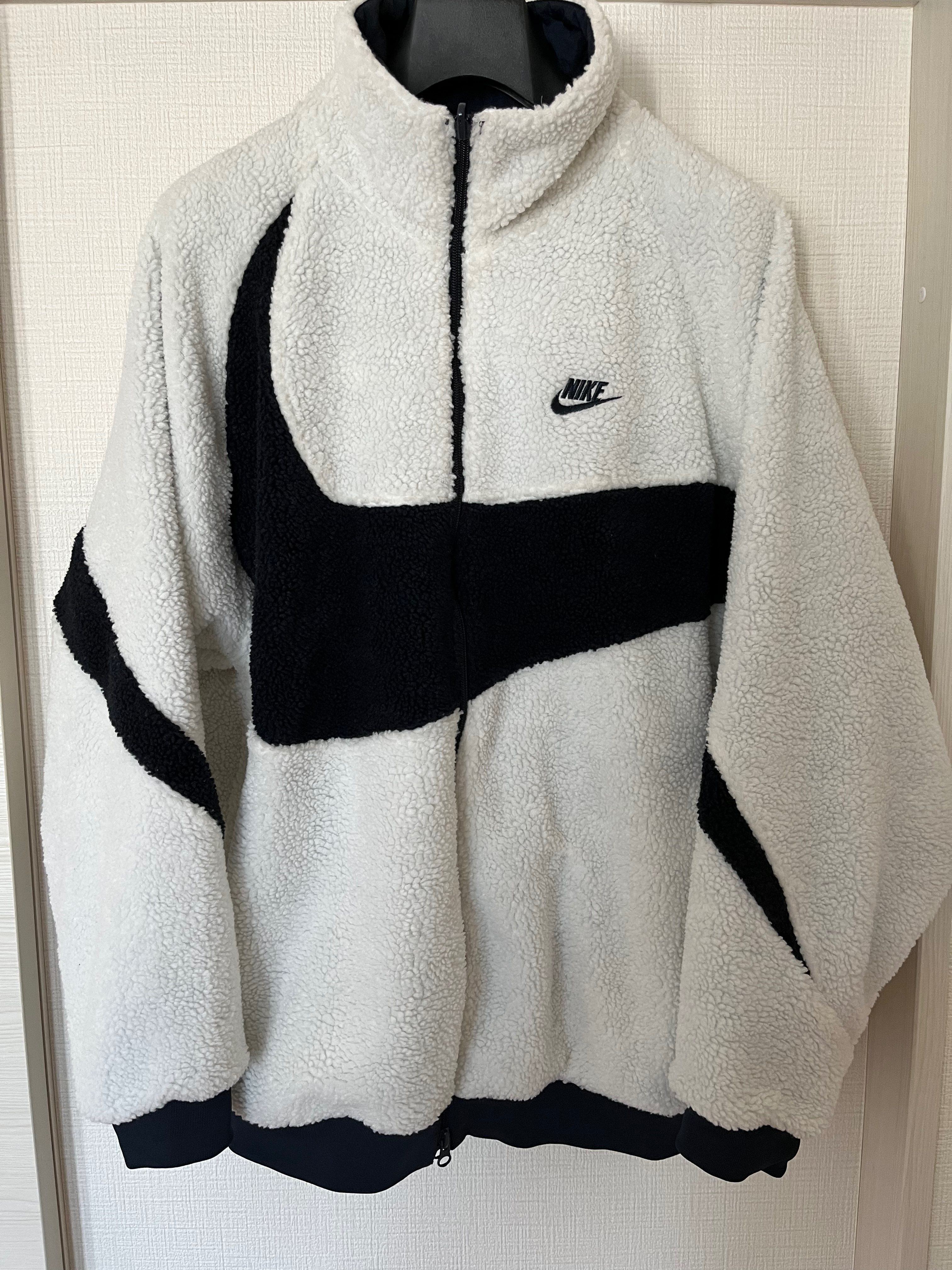 Nike Big Swoosh Reversible Boa Jacket "Sail/Dark Obsidian"