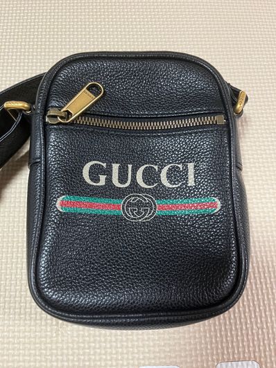 GUCCI Vintage Logo Print Shoulder Bag "Black"