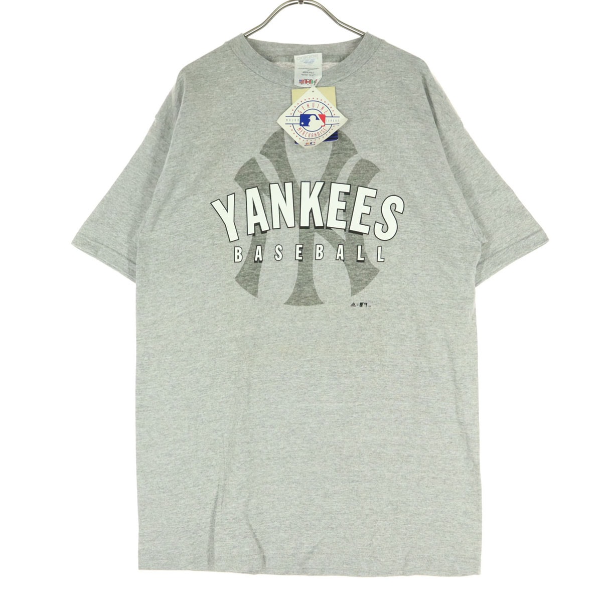 adidas アディダス 90s オールド プリント柄 半袖 NYヤンキース Tシャツ S グレー