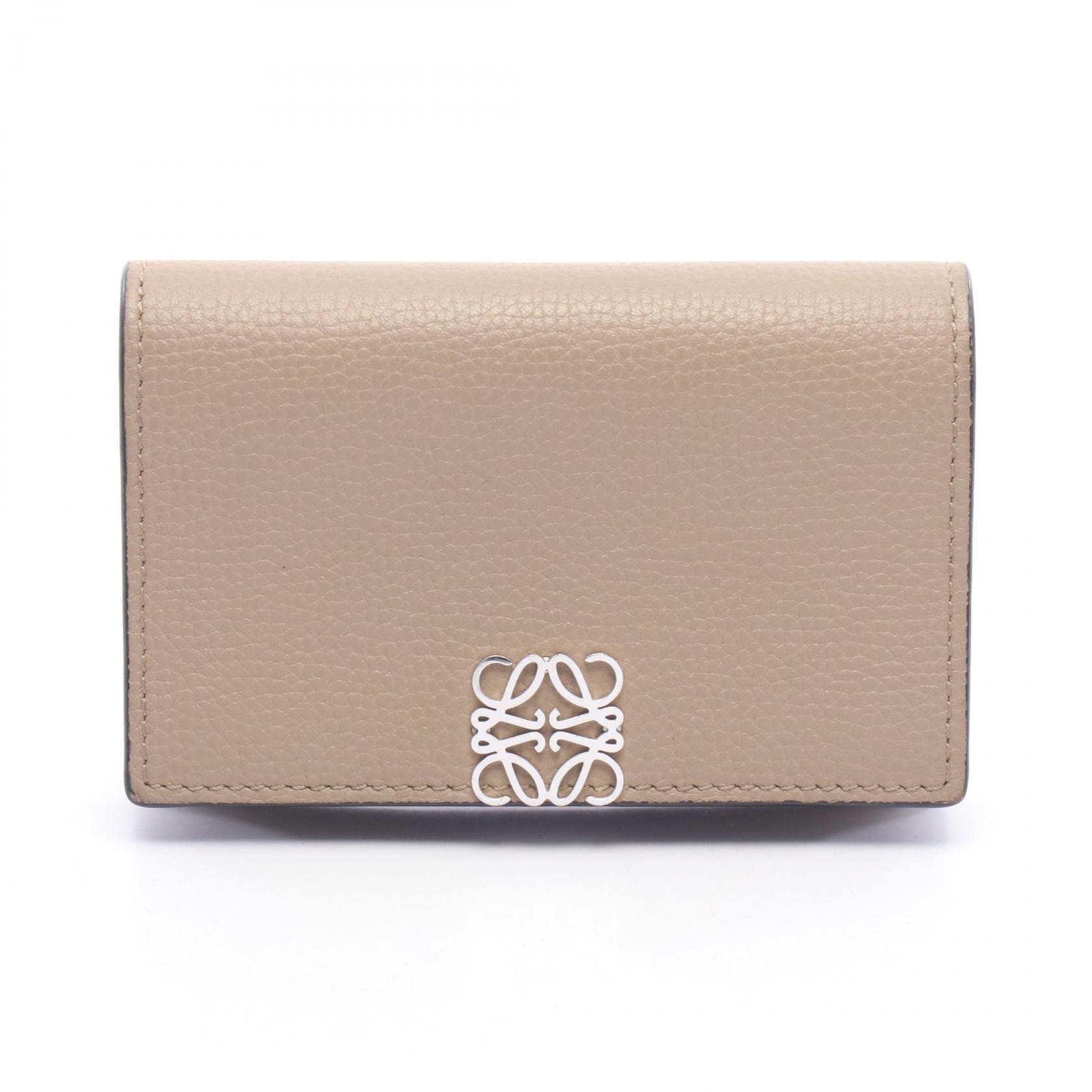 ロエベ LOEWE アナグラム カードケース アクセサリー レザー レディース ベージュ系 【中古】