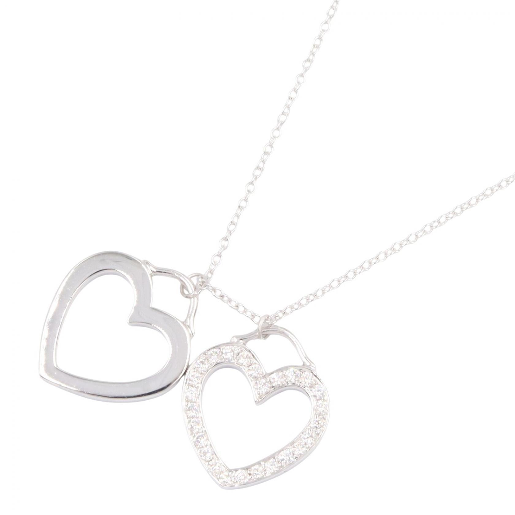 ティファニー TIFFANY&CO ダブルハート ネックレス ダイヤ ネックレス ジュエリー K18WG(ホワイトゴールド) ダイヤモンド レディース シルバー系 / クリア系 【中古】