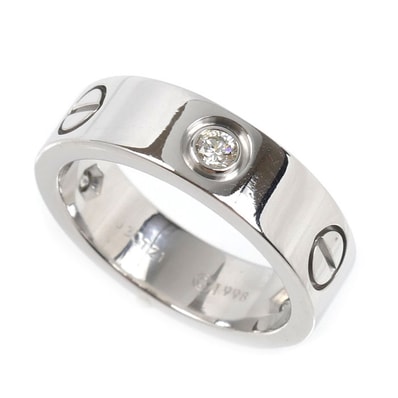 CARTIER カルティエ K18WG ホワイトゴールド ラブリング ハーフダイヤ リング・指輪 ダイヤモンド 12号 52 8.7g レディース【中古】【美品】