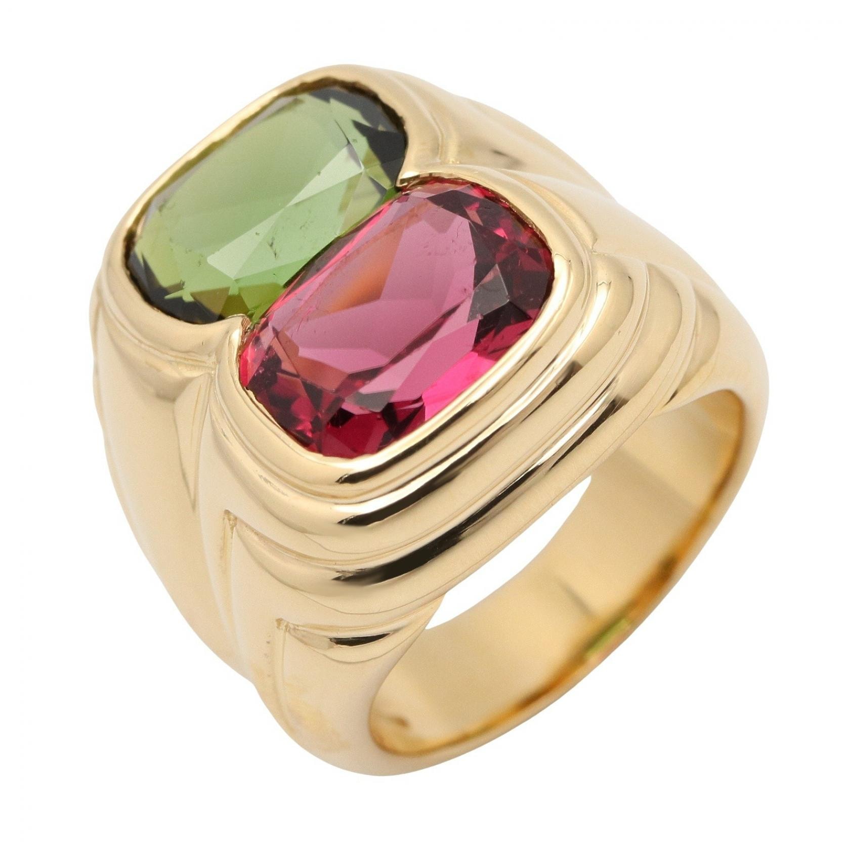ブルガリ BVLGARI ドッピオ バチェラート リング ペリドット ピンクトルマリン リング・指輪 ジュエリー K18(イエローゴールド) ペリドット / ピンクトルマリン レディース グリーン系 / ピンク系 / ゴールド系