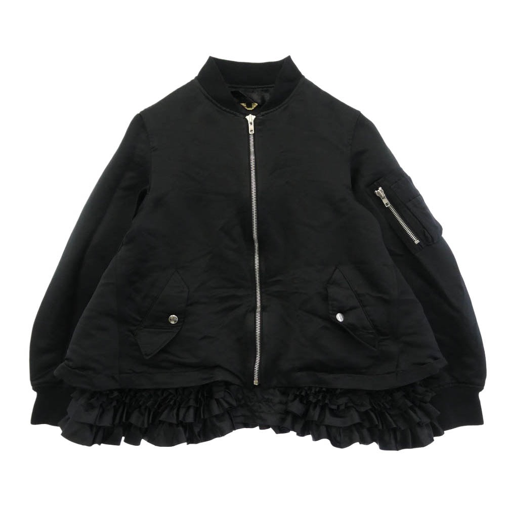 COMME des GARCONS コムデギャルソン 26SS RQ-J014 コムコム 裾フリル MA-1 ブルゾン ジャケット ブラック系 S【中古】