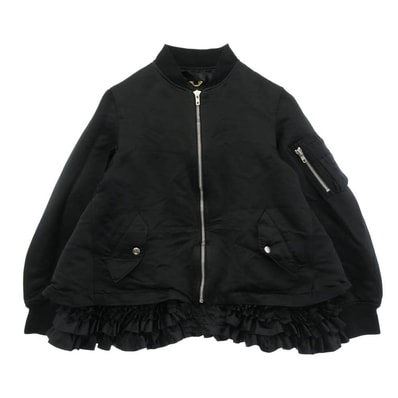COMME des GARCONS コムデギャルソン 26SS RQ-J014 コムコム 裾フリル MA-1 ブルゾン ジャケット ブラック系 S【中古】