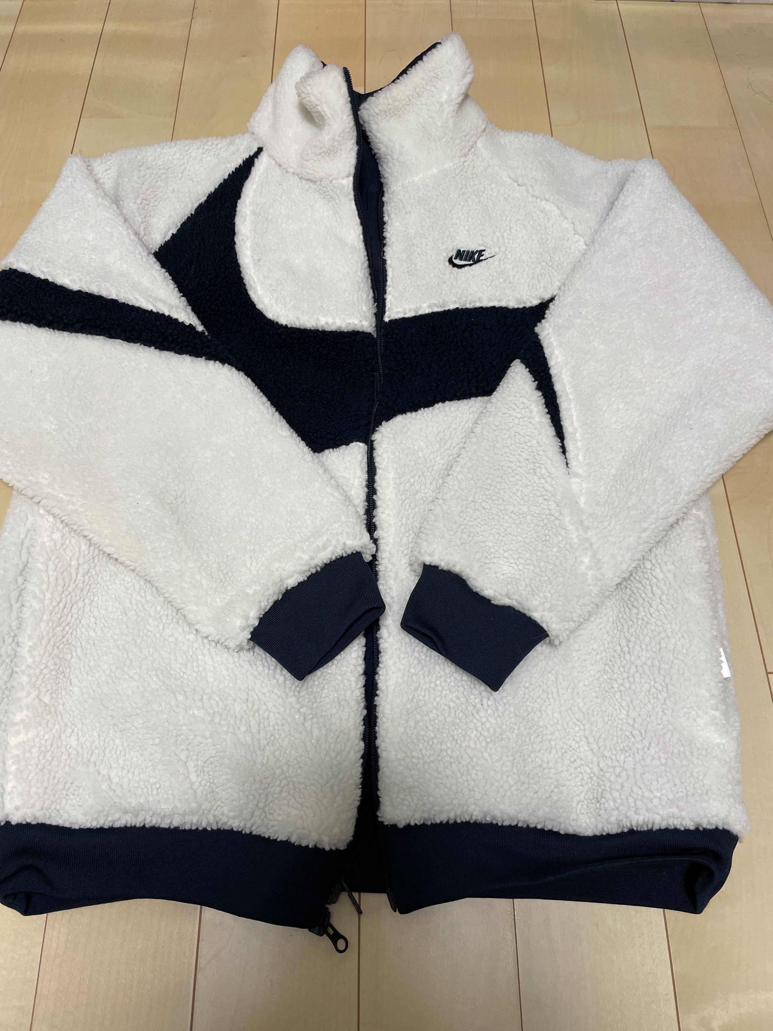 Nike Big Swoosh Reversible Boa Jacket "Sail/Dark Obsidian"