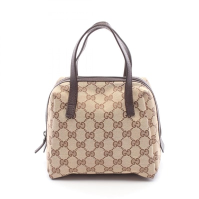 グッチ GUCCI GGキャンバス ハンドバッグ バッグ キャンバス レザー レディース ベージュ系 / ブラウン系 124542 【中古】