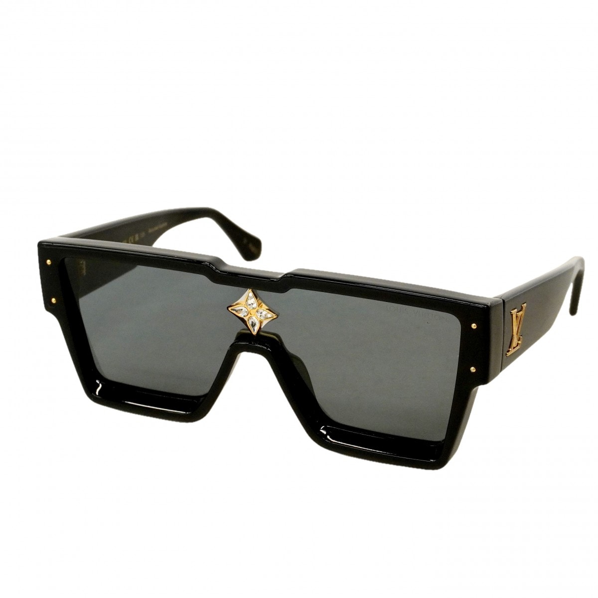 ★最終価格【6cb2712】ルイヴィトン サングラス サングラスサイクロン Z1578E ブラック ゴールド【中古】メンズ レディース ユニセックス