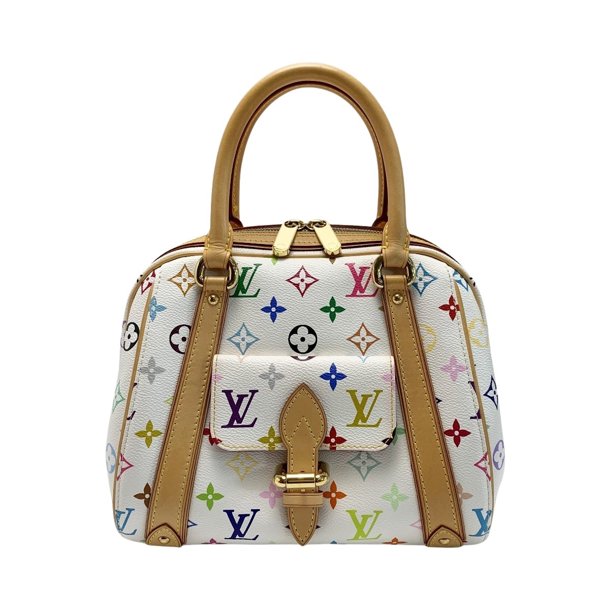 ☆☆LOUIS VUITTON ルイヴィトン プリシラ  モノグラム M40096 マルチカラー ホワイト ハンドバッグ 袋有