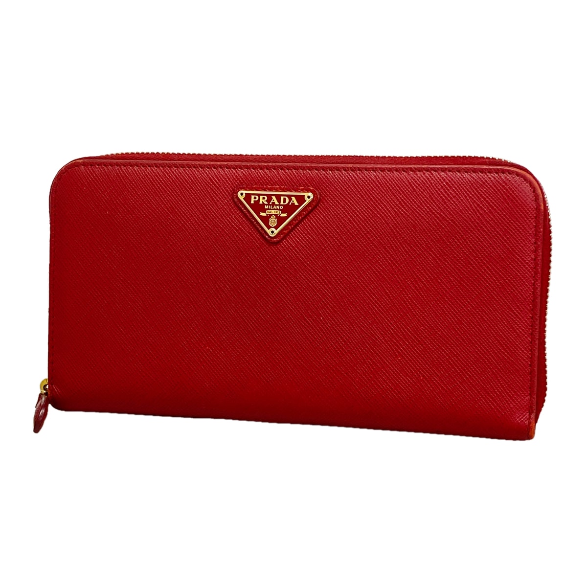 【6hd3397-k】プラダ 長財布 サフィアーノ レザー レッド ゴールド金具【中古】レディース