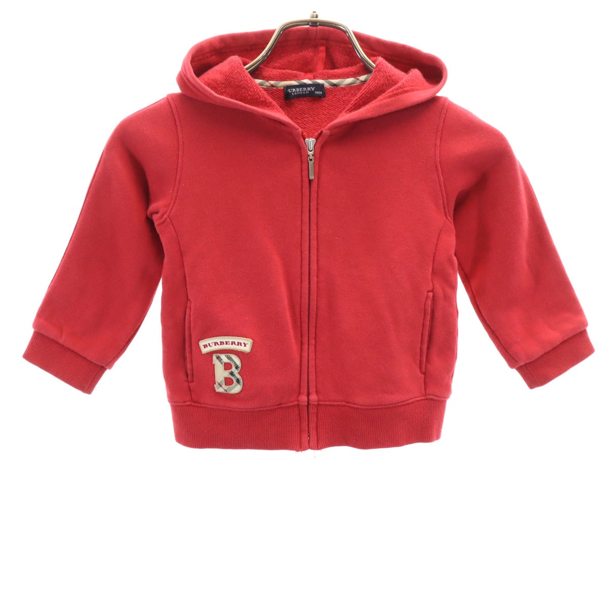 BURBERRY LONDON バーバリーロンドン 日本製 長袖 スウェット ジップパーカー 90 レッド 三陽商会