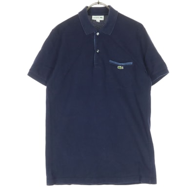 LACOSTE ラコステ 日本製 ワンポイントロゴ 半袖 ポロシャツ S ネイビー