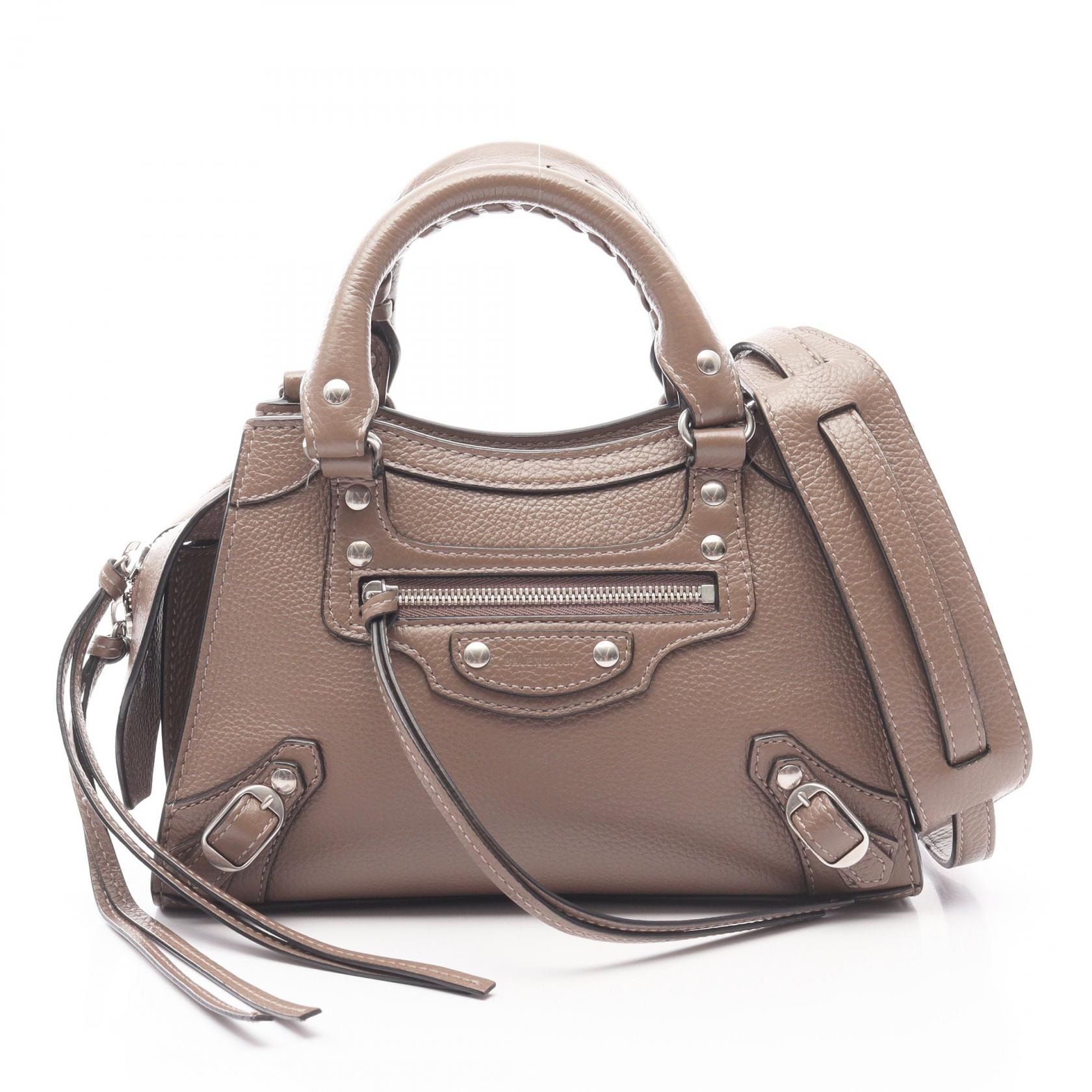 バレンシアガ BALENCIAGA NEO CLASS CITY MINI ネオ クラシック シティ ミニ ハンドバッグ バッグ レザー レディース ブラウン系 【中古】