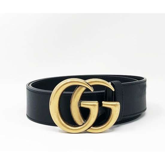 GUCCI Leather Belt With Double G Buckle "Black"