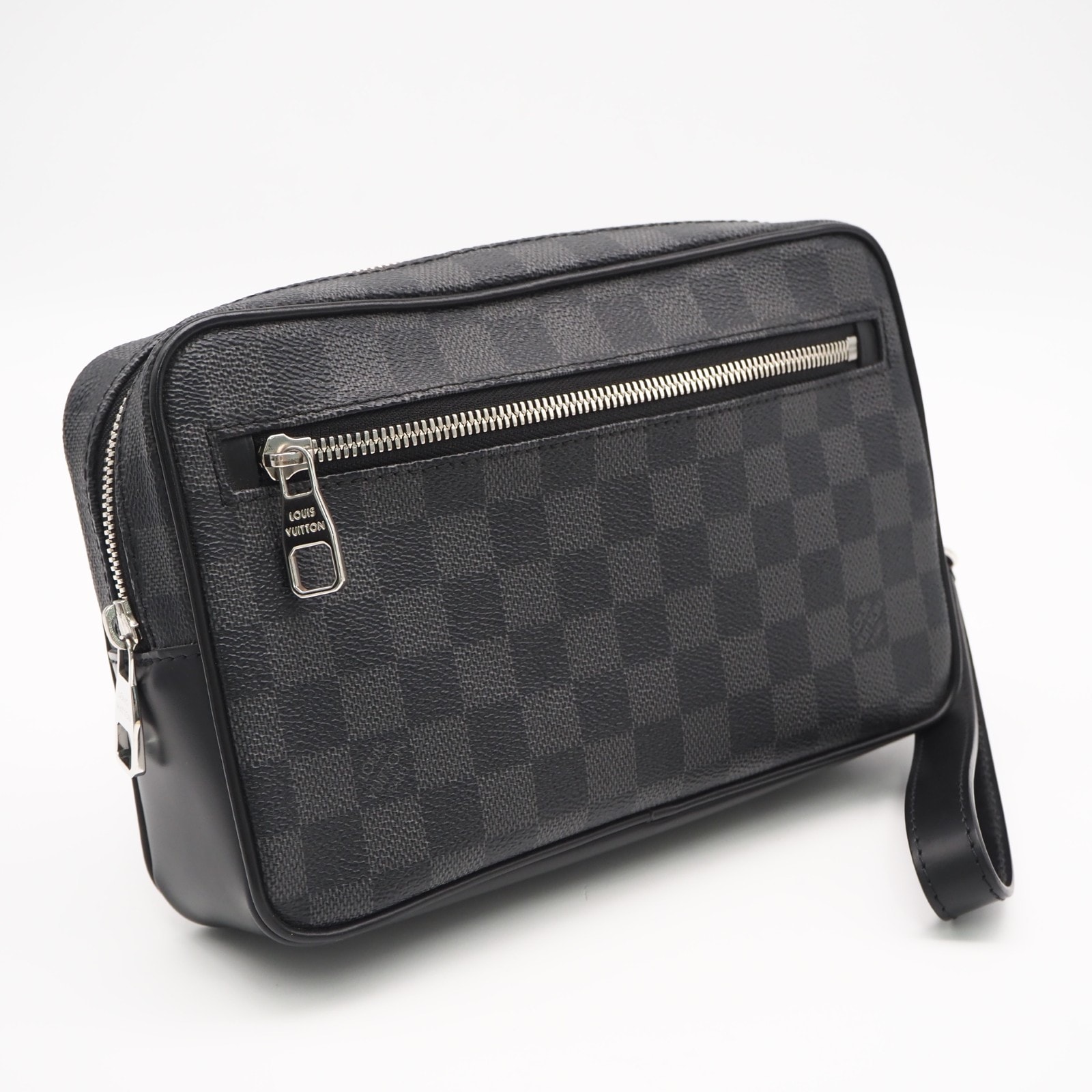 美品 LOUIS VUITTON ルイ・ヴィトン ダミエ グラフィット ポシェット カサイ N41664 セカンドバッグ ブラック コーティングキャンバス レザー メンズ