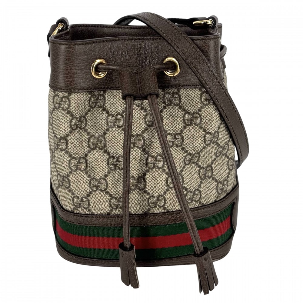 GUCCI グッチ ショルダーバッグ オフィディア ミニバケットバッグ 肩掛け 斜め掛け シェリーライン 550620 GGスプリームキャンバス    ベージュ ゴールド金具 レディース 美品【中古品】