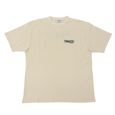 バレンシアガ 美品 コットン キャンペーンロゴ Tシャツ トップス メンズ イエロー系 S 641665 21年 S