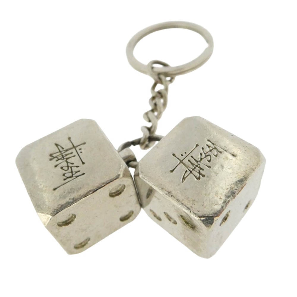STUSSY ステューシー DICE KEYCHAIN ダイス キーホルダー キーリング シルバー系【中古】