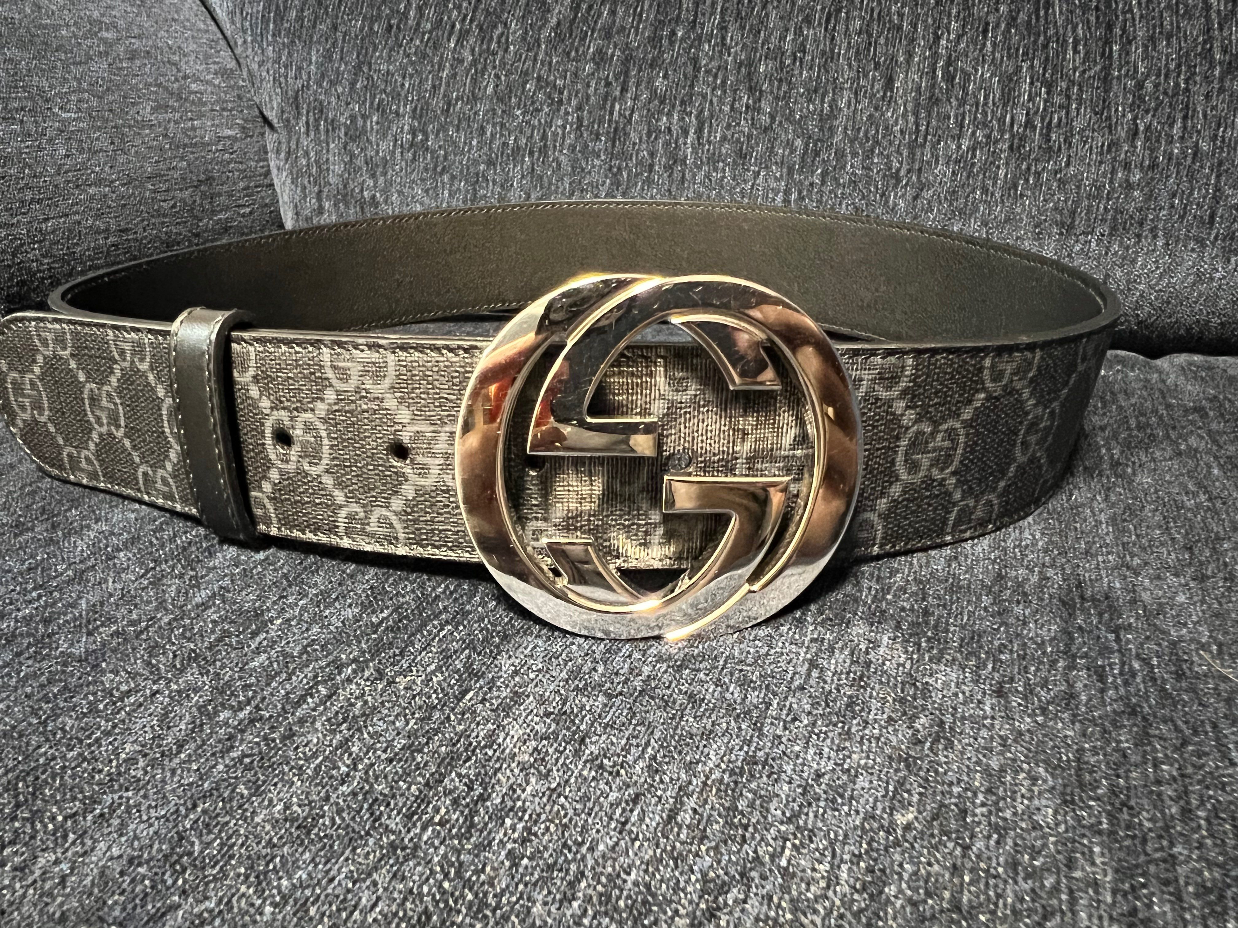 GUCCI GG Supreme Canvas Belt ”Black/Gray”