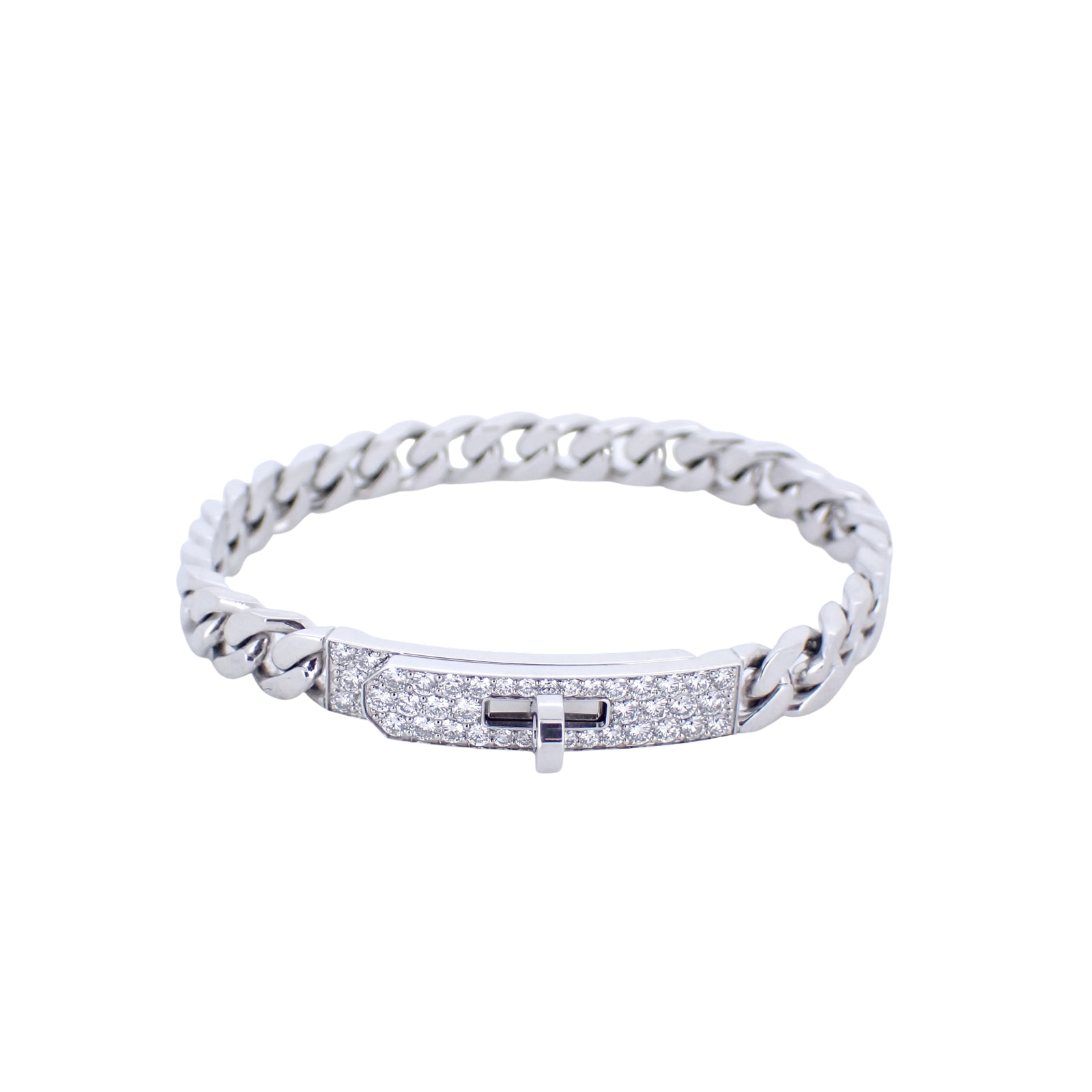 K18WG HERMES エルメス ケリー グルメット TPM ダイヤ H221410B SH レディース ブレスレット