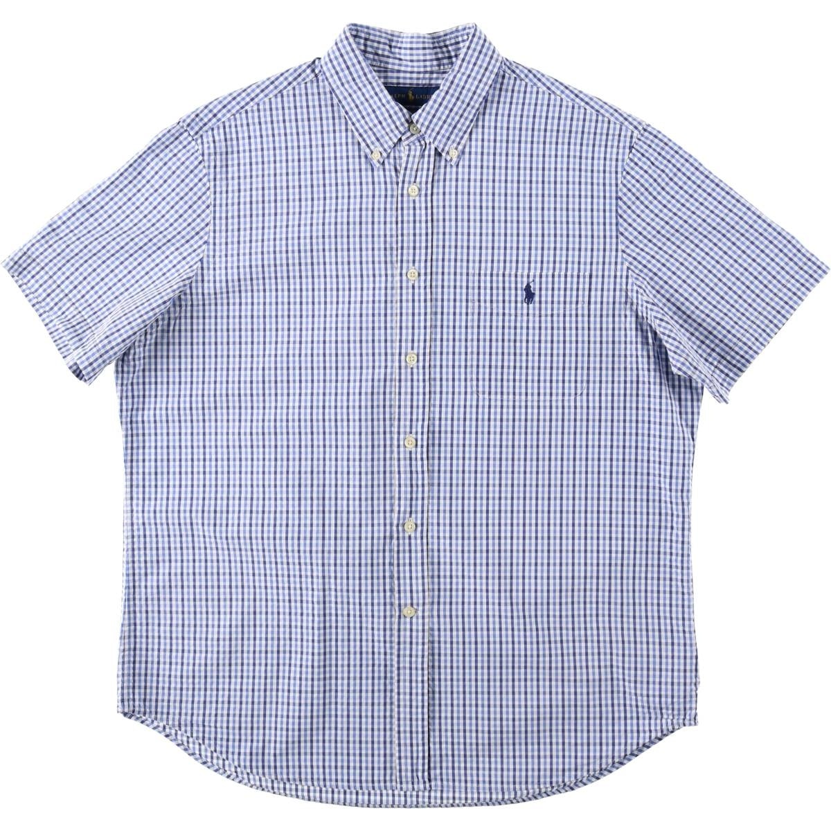 古着 ラルフローレン Ralph Lauren SEERSUCKER シアサッカー 半袖 ボタンダウン チェックシャツ メンズL相当/eaa644821