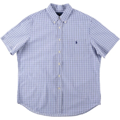 古着 ラルフローレン Ralph Lauren SEERSUCKER シアサッカー 半袖 ボタンダウン チェックシャツ メンズL相当/eaa644821